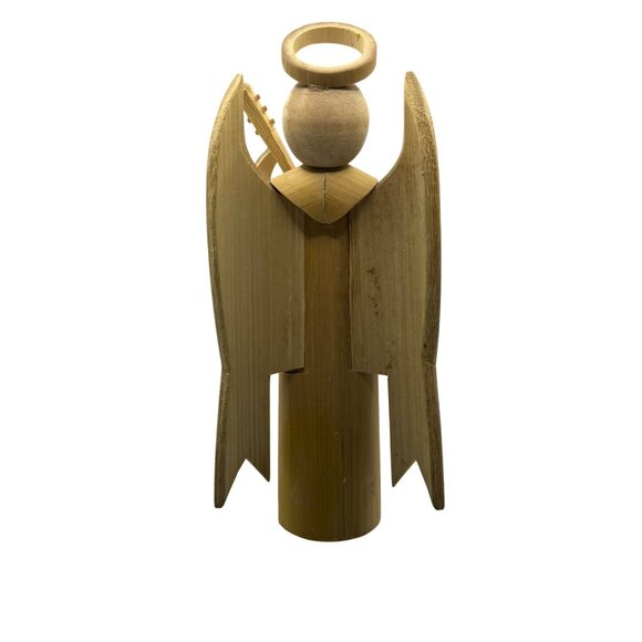 VTG Bamboo Handmade 5 Angels Playing Instruments Guitar Pipes Flute Violin Drum - Picture 4 of 16